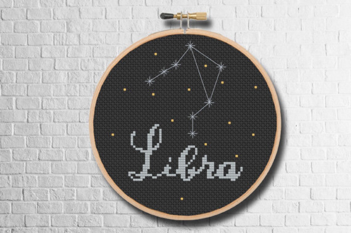 Libra Cross Stitch Pattern Star Sign Constellation Cross Etsy UK