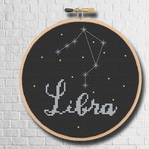 Libra Cross Stitch Pattern | Star sign constellation cross stitch instant pdf download | Horoscope cross stitch chart