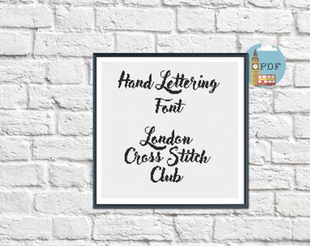 Cross Stitch Font, Hand lettering cross stitch alphabet, cursive font cross stitch pattern