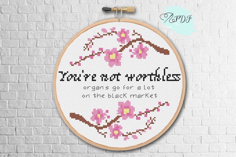 Snarky Cross Stitch Pattern Not Worthless Easy and Small Etsy