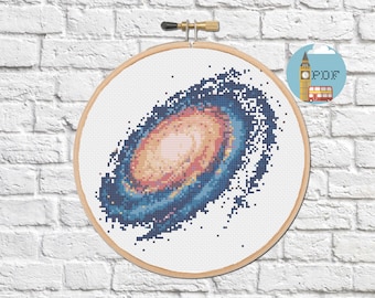 Nebula Cross Stitch, Galaxy Cross Stitch, Moon Cross Stitch, Space Cross Stitch, Modern Cross Stitch Pattern, PDF Instant Download