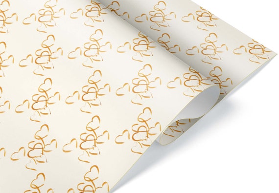 Golden Hearts Gift Wrap, Premium Luxury Thick Wrapping Paper, Love