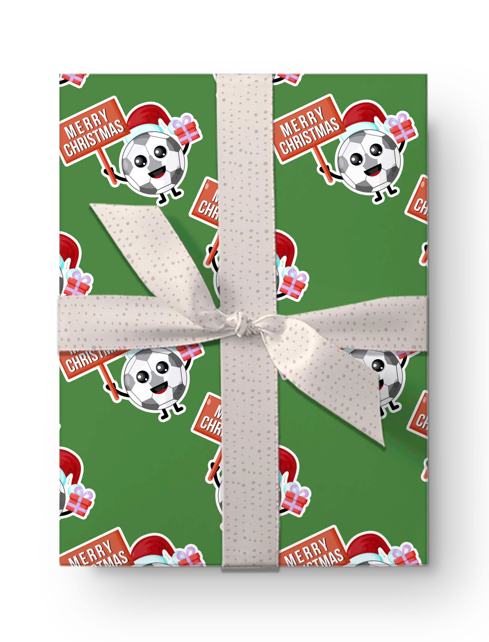 Funny Santa Soccer Gift Wrap, Thick Wrapping Paper, Futsal Ball Christmas  Present, Sport Party Decoration 