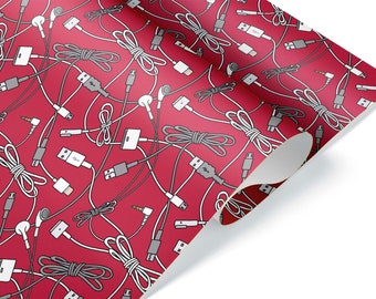 Computer Geek Tech Accessories Gift Wrap Wrapping Paper for Christmas Present Birthday Party Decorations Roll or Sheet