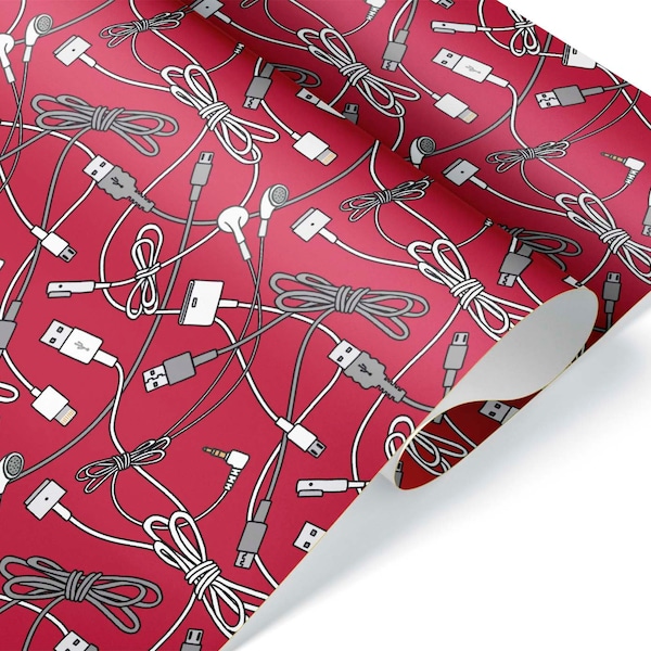 Computer Geek Tech Accessories Gift Wrap Wrapping Paper for Christmas Present Birthday Party Decorations Roll or Sheet