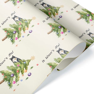 Funny Naughty Black and White Cat Christmas Wrapping Paper Roll Sheet Gift Wrap Present Kitty Theme Birthday Kitten Party Decorations