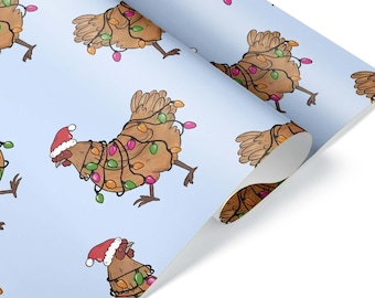 Cute Chicken Gift Wrap Farm Animal Christmas Wrapping Paper Present Holiday Lights Party Decorations