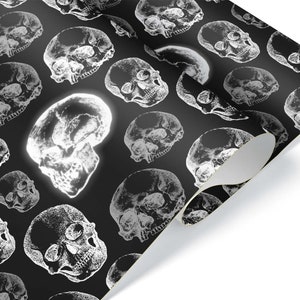 Scary Skull Gift Wrap, Thick Wrapping Paper, Gothic Theme Party Xray Unique Decoration