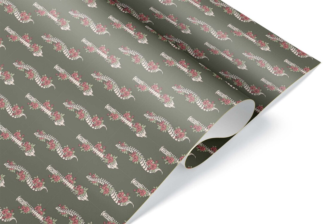 Floral Spine Gift Wrap, Thick Wrapping Paper, Medical Present, Nurse