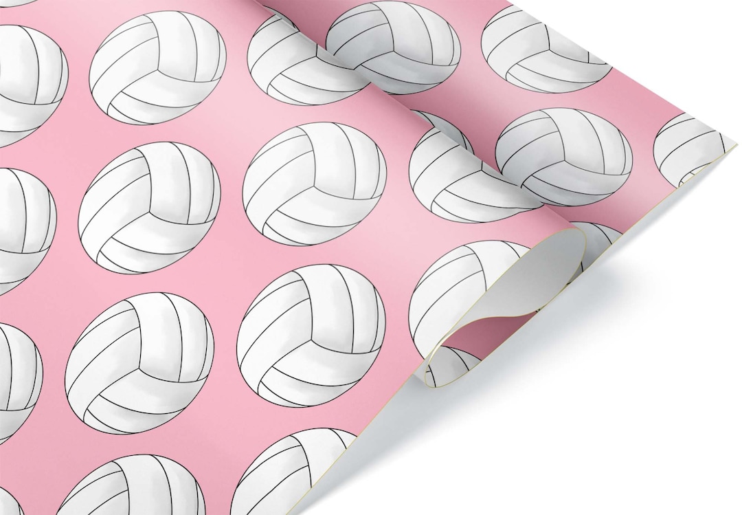 Pink Volleyball Gift Wrap, Sports Themed Wrapping Paper, Present