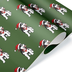 Christmas Siberian Husky Wrapping Paper Roll Dog Mom Gift Wrap Sheet Present Party Decorations