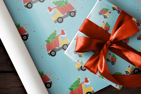 Cute Christmas Dump Truck Gift Wrap Thick Wrapping Paper Christmas