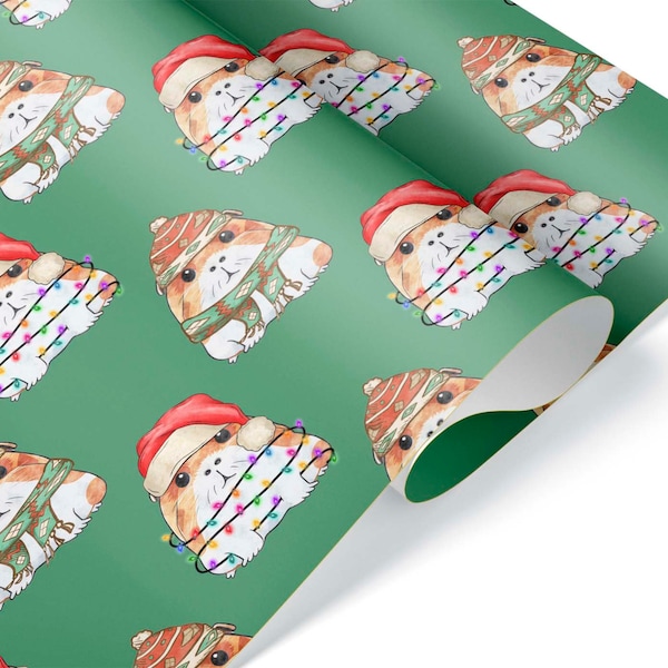 Cute Christmas Guinea Pig Gift Wrap Thick Wrapping Paper Roll Sheet Present Theme Party Decorations