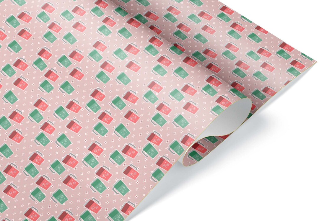 Cute Cocoa Tumbler Thick Wrapping Paper Xmas Winter Theme Etsy
