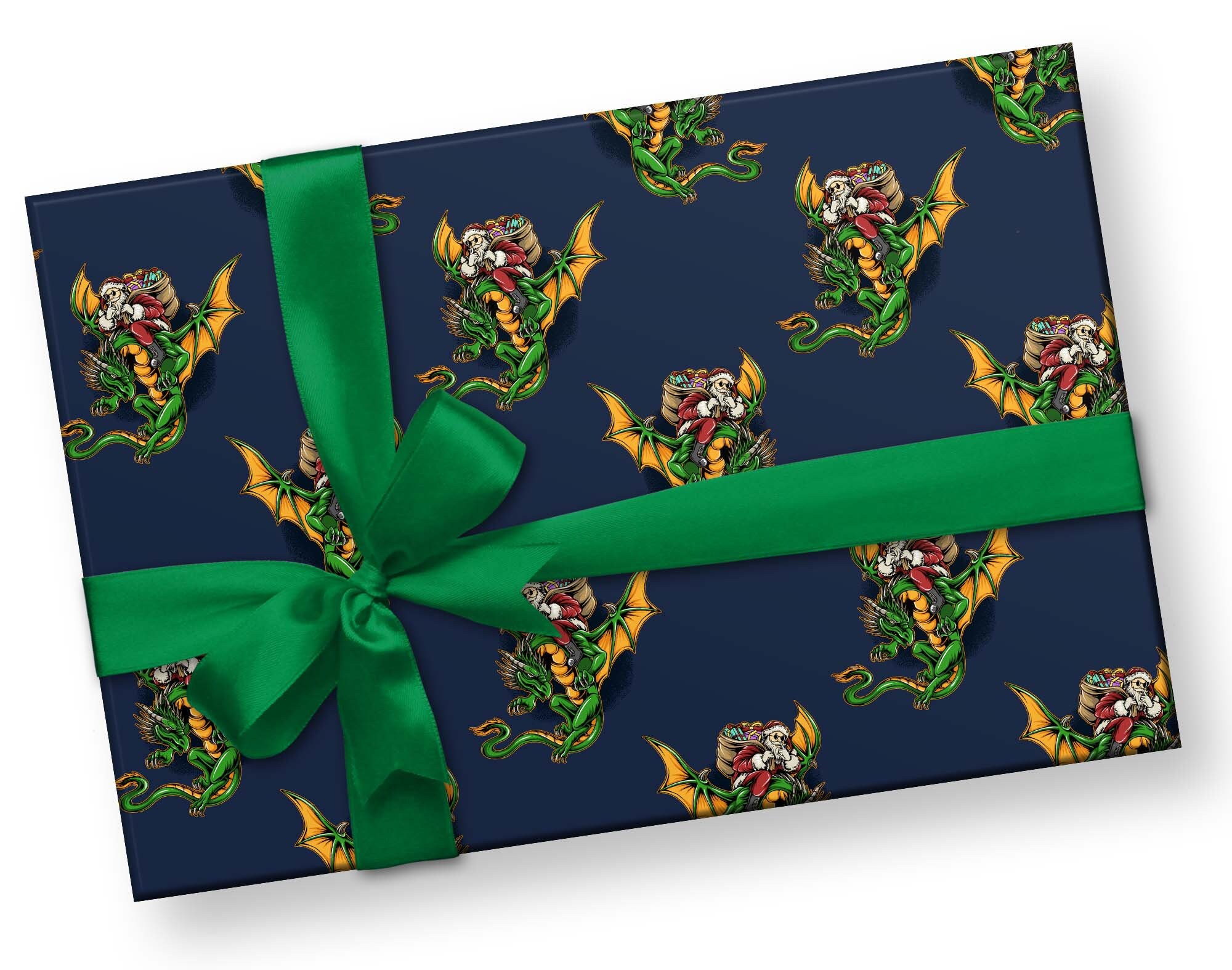 Funny Santa Dragon Gift Wrapping Paper