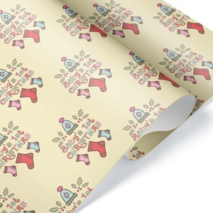 Cute Baby&#39;s First Christmas Wrapping Paper, Baby&#39;s First Stocking Holiday Gift Wrap, Baby Party Decor