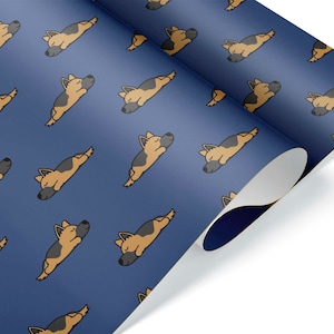 Cute Cartoon German Shepherd Christmas Wrapping Paper Roll Puppy Gift Wrap Sheet Present Police Dog Theme Birthday Party Decorations