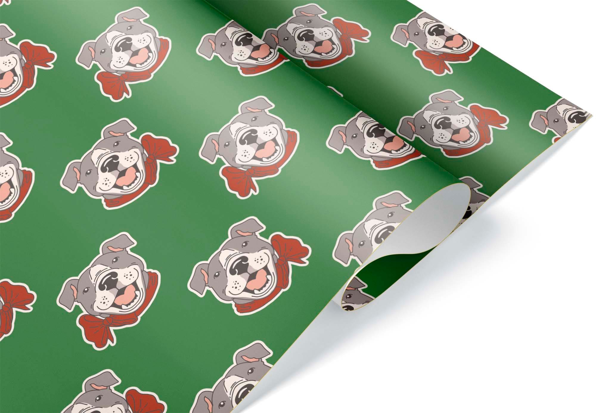 Discover Cartoon Pit Bull Terrier Wrapping Paper