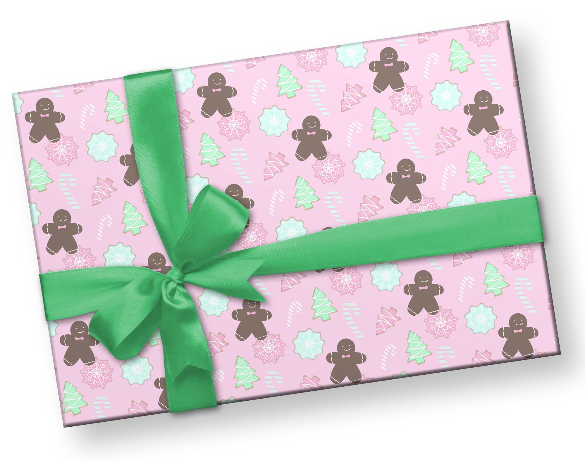 Pretty Pastel Pink Christmas Gift Wrap Thick Wrapping Paper Traditional  X-mas Holiday Decoration (12 foot x 30 inch roll)