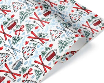 Après Ski Christmas Wrapping Paper: Watercolor Alpine Gift Wrap, Satin Sheet or Roll up to 60 ft, Printed in the USA