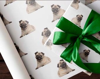 Pug Puppy Wrapping Paper Roll Gift Wrap Sheet Christmas Present Dog Theme Birthday Party Decorations