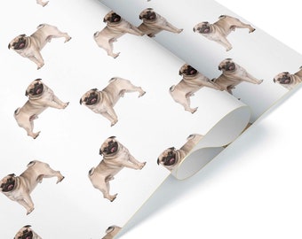 Pug Wrapping Paper Roll Gift Wrap Sheet Christmas Present Dog Theme Birthday Party Decorations