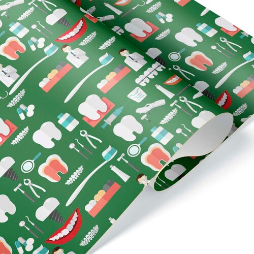 Tooth Christmas Wrapping Paper Roll Gift Wrap Sheet for Etsy