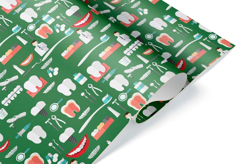 Tooth Toothpaste Wrapping Paper Roll Dentist Gift Wrap Sheet Etsy