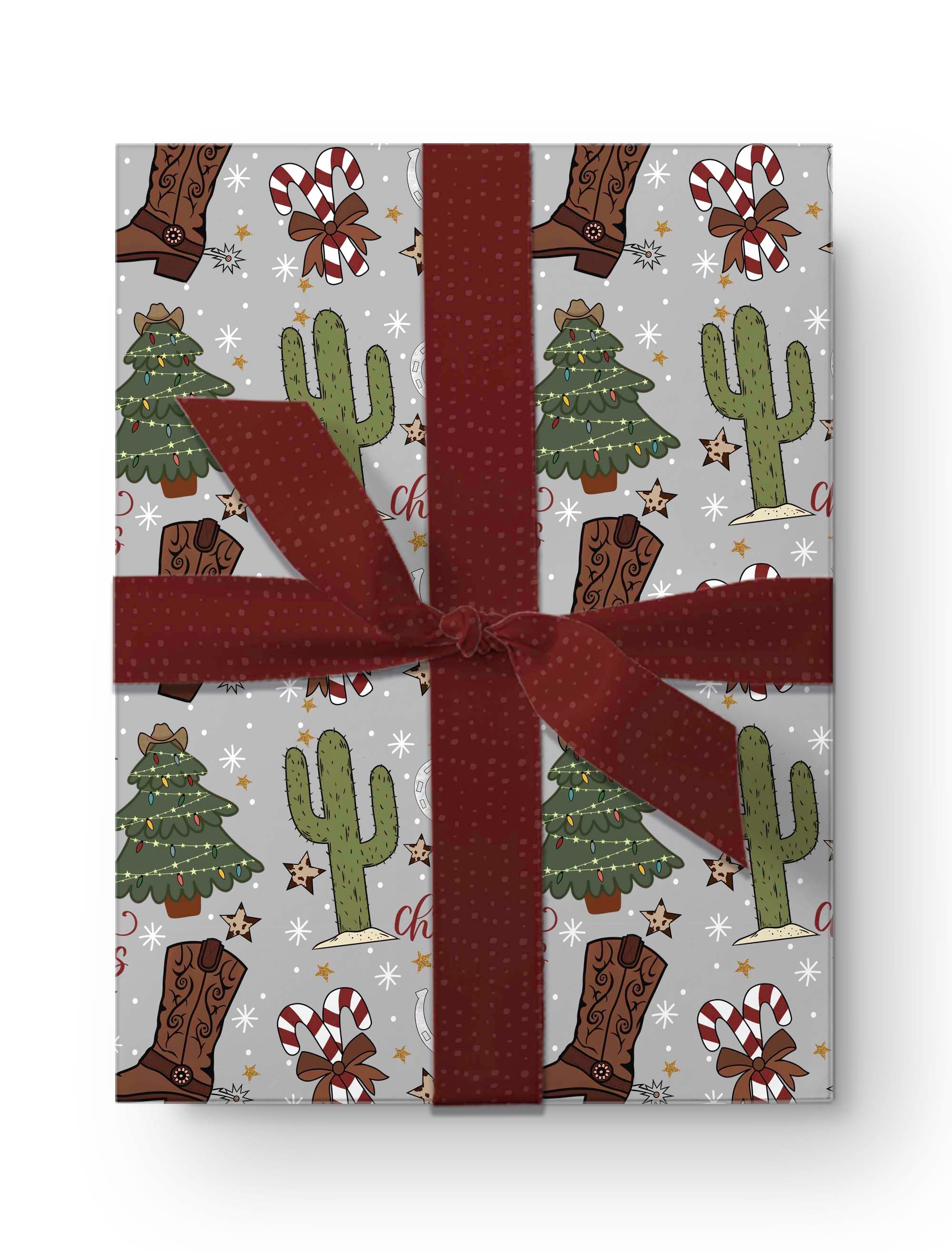 TYYMNDWP Western Wrapping Paper Cowboy Boot Horseshoe Wrapping Paper  Christmas Birthday Valentine's Day Wedding Holiday Gift Wrap Funny Wrapping  Paper