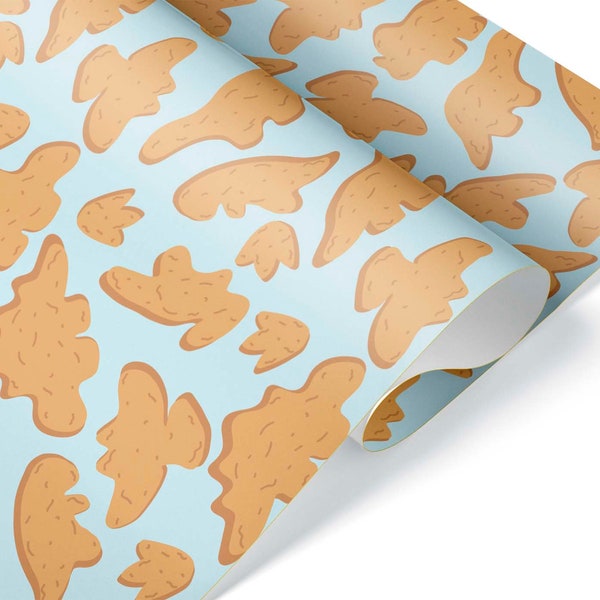 Cute Dinosaur Chicken Nugget Gift Wrap Funny Wrapping Paper Christmas Birthday Present Party Decoration Toddler Kid Teen Dino Nuggies