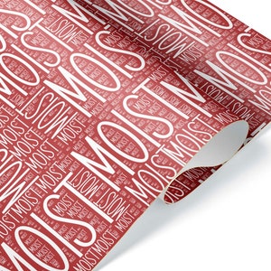 Funny Moist Word Gift Wrap Annoying Christmas Wrapping Paper Joke Gag Gift Wrap I Like It Moist Red White Elephant Adult Sarcastic Present