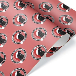 Cute Black Schnauzer Thick Premium Gift Wrap Dog Christmas Decor Wrapping Paper Holiday Santa Hat Theme Decoration