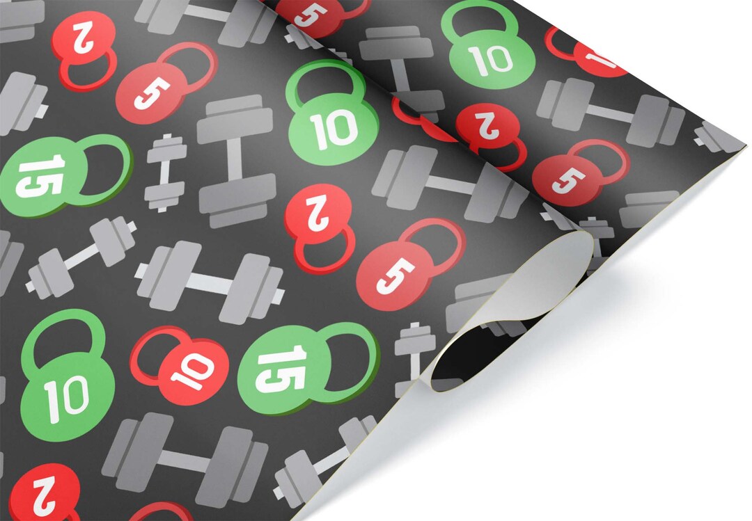 Simple Dumbbell and Kettlebell Gift Wrap, Powerlifter Christmas Present