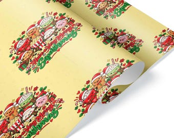 Have a Very Merry Squishmas Wrapping Paper: Kawaii Christmas Squishy Treats Holiday Gift Wrap Sheet or Roll up to 60 ft, Printed in the USA