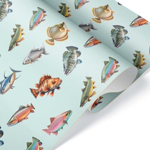 Realistic Fish Gift Wrap, Thick Wrapping Paper, Father's day Present, Fishing Enthusiast Theme Party Decoration