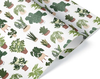 Unique Multi Plant Gift Wrap, Premium Luxury Thick Wrapping Paper, Botanist Potted Theme Birthday Party Decor,