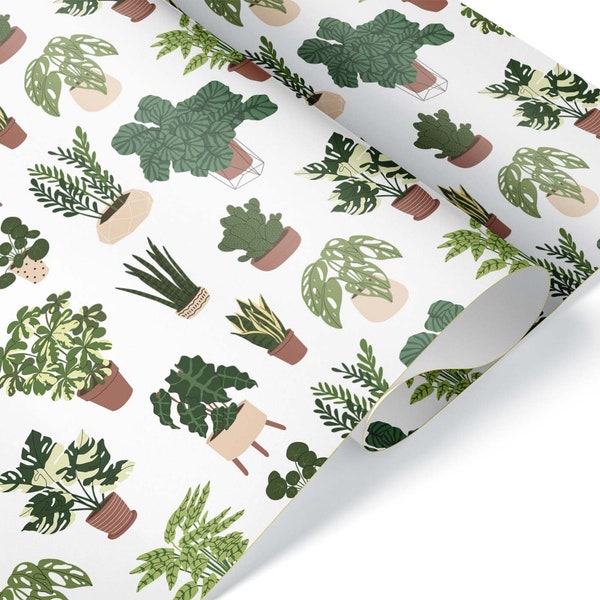 Unique Multi Plant Gift Wrap, Premium Luxury Thick Wrapping Paper, Botanist Potted Theme Birthday Party Decor,