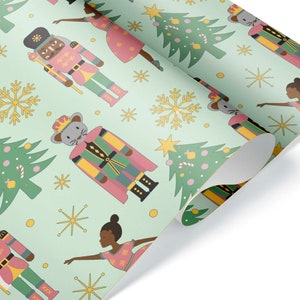 African American Nutcracker Black Ballet Dance Christmas Wrapping Paper Unique Diversity Gift Wrap Winter Present Holiday Party Decoration