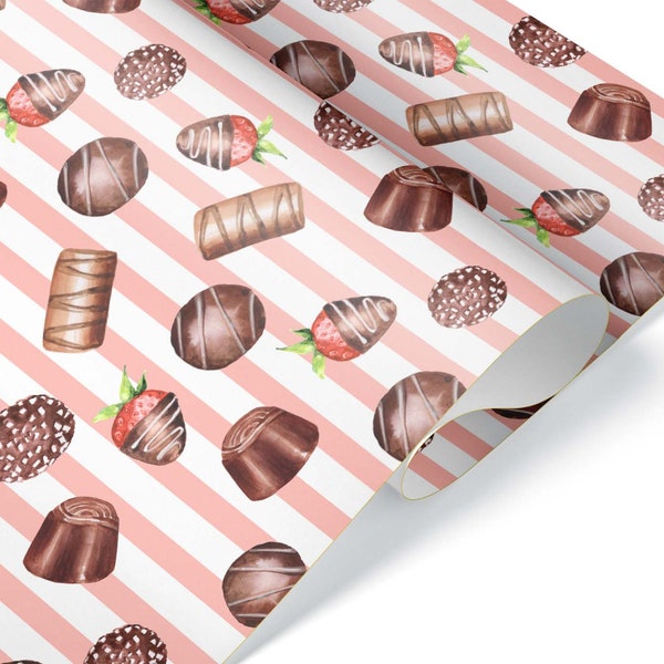 Chocolate Lovers Stripped Wrapping Paper Roll Gift Wrap Vintage Sweet Present Birthday Party Decorations