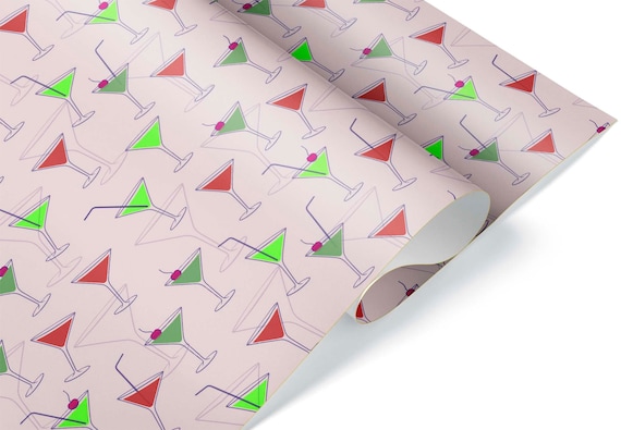 Pretty Pastel Pink Christmas Gift Wrap Thick Wrapping Paper Traditional  X-mas Holiday Decoration (12 foot x 30 inch roll)