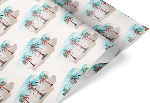 Coastal Christmas Luxury Gift Wrap for Beach Lovers, Tropical Xmas