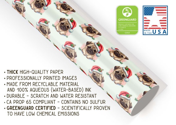 Cute Baby Pug Thick Wrapping Paper Christmas Gift Wrap Pet Animal