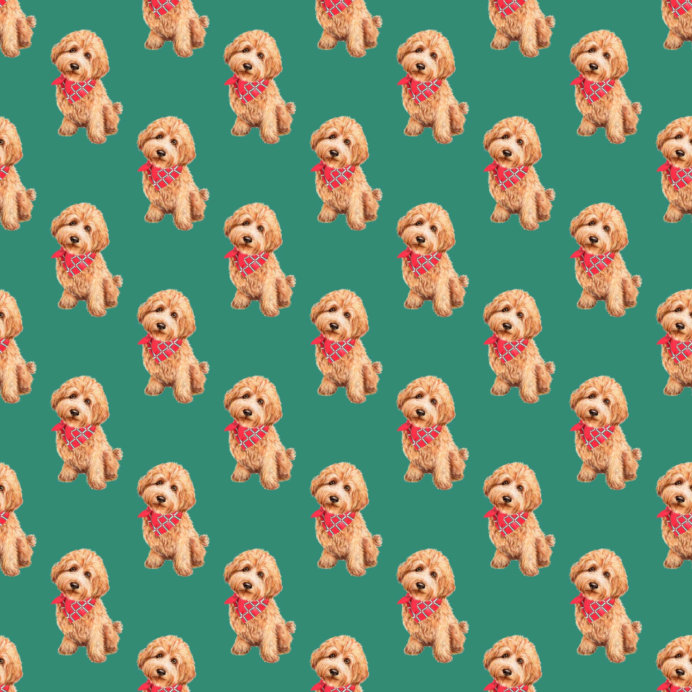 Apricot Brown Goldendoodle Puppy Wrapping Paper