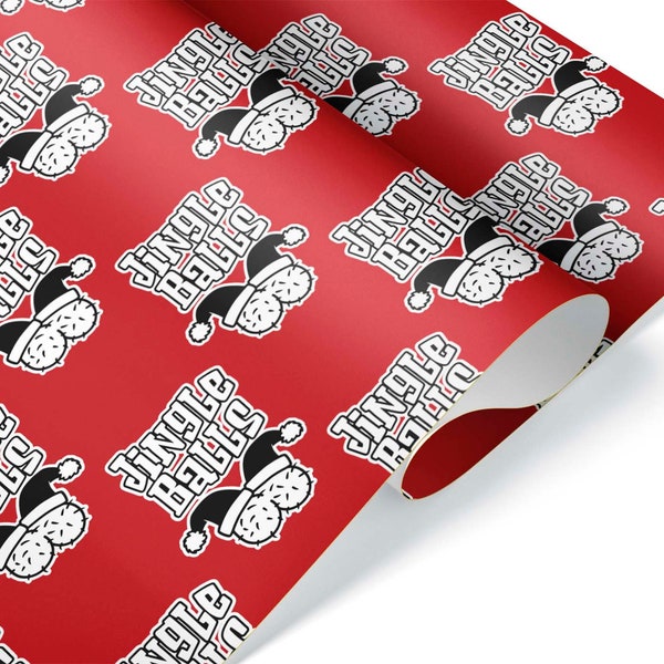 Funny Naughty Jingle Balls Christmas Wrapping Paper NSFW Joke Gift Wrap Inappropriate White Elephant Adult Vulgar Offensive Present