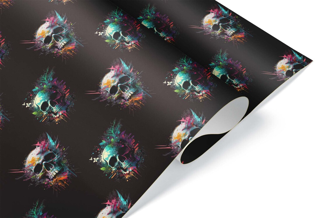 Colorful Gift Wrap, Thick Wrapping Paper, Paint Skull Theme Party