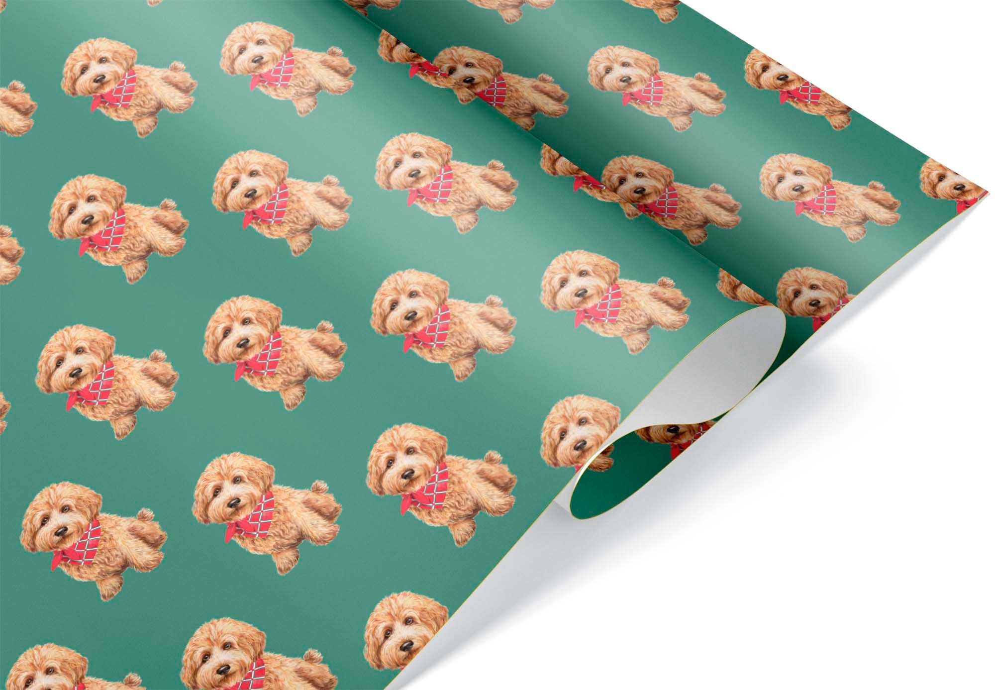 Apricot Brown Goldendoodle Puppy Wrapping Paper