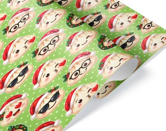 Christmas Dumpling Squishy Toy Wrapping Paper: Kawaii Dim Sum Holiday Gift Wrap for Foodies, Cute Funny