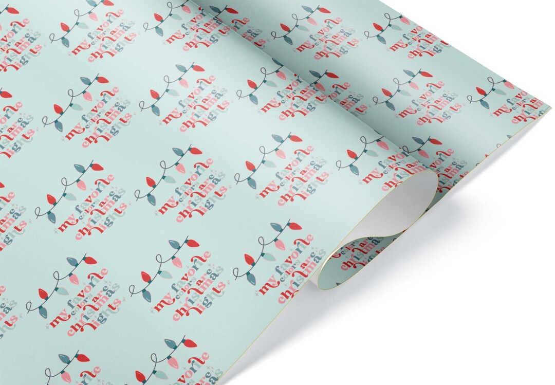 Funny Christmas Lights Thick Wrapping Paper, Xmas Theme Holiday Gift