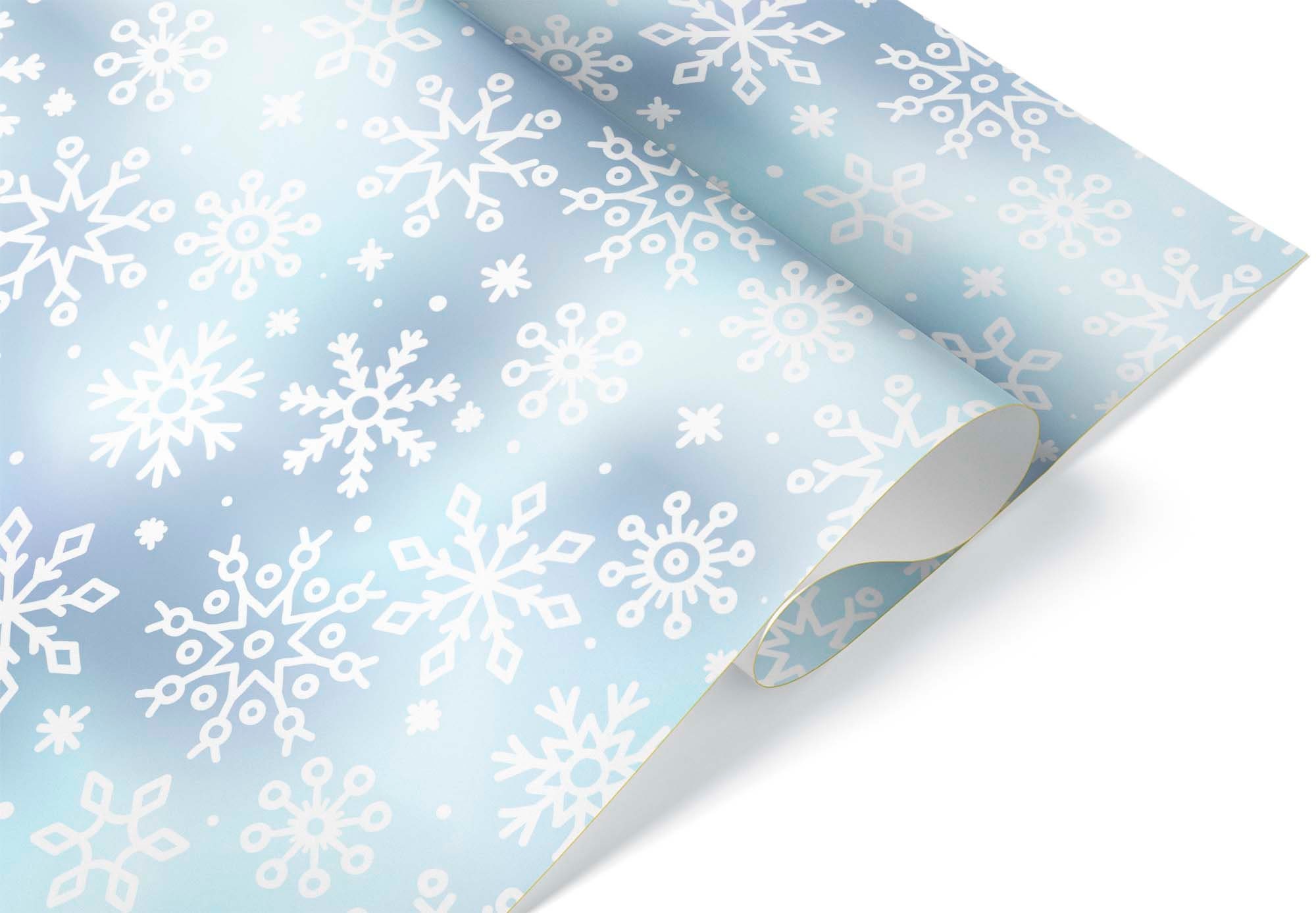 Blue Snowflake, Snowmen, And Script Christmas Wrapping Paper, 3-Roll Pack,  102 Total Sq. Ft.