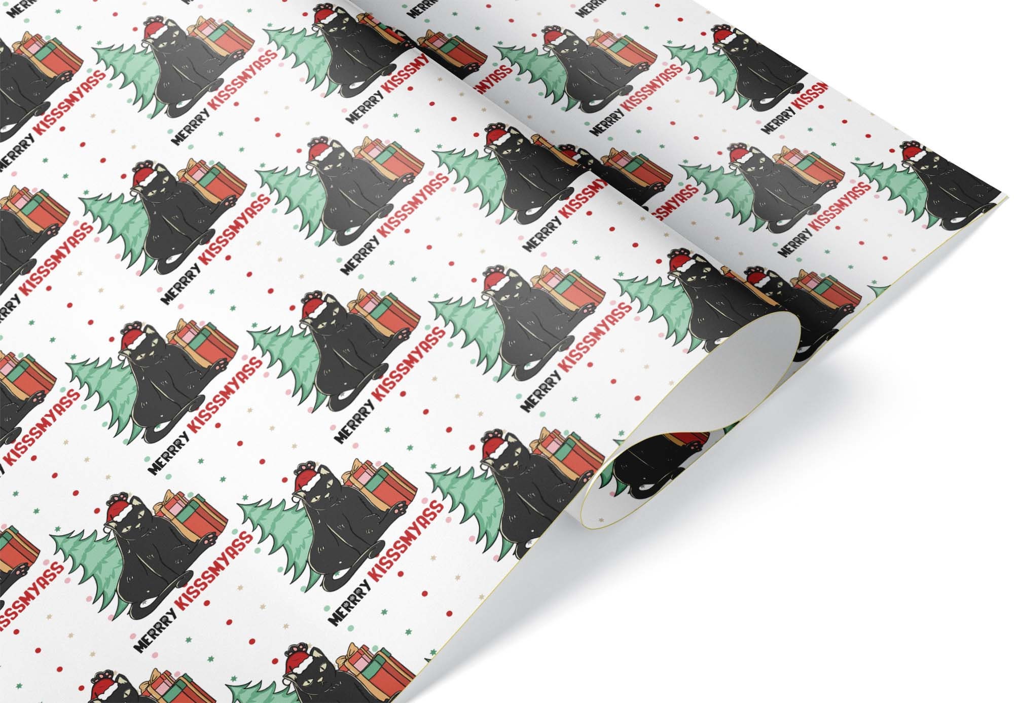 Cute Black Cat Thick Wrapping Paper, Christmas Theme Holiday, Winter Decor  Theme, Santa Kitty (6 foot x 30 inch roll)